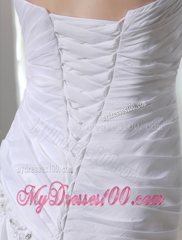 2016 Mermaid Sweetheart Taffeta Wedding Dress with Ruching and Ruffled Layers