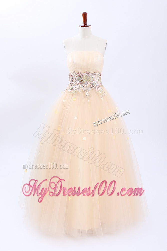2016 Perfect A Line Strapless Wedding Dresses with Appliques