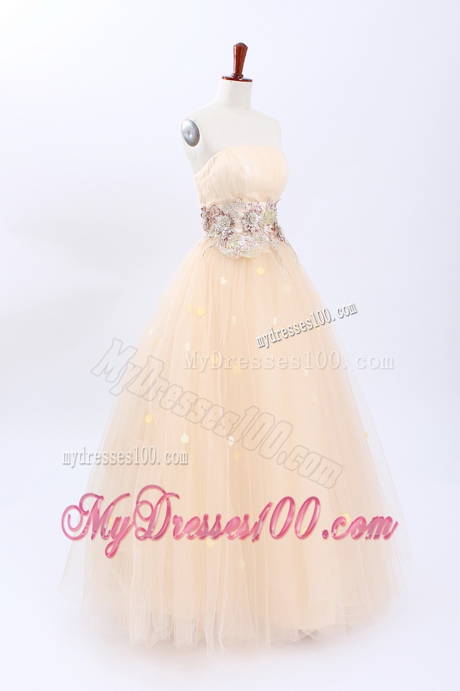 2016 Perfect A Line Strapless Wedding Dresses with Appliques
