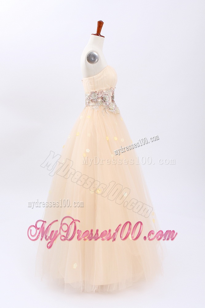 2016 Perfect A Line Strapless Wedding Dresses with Appliques