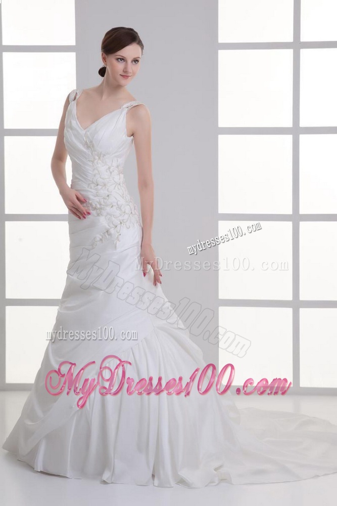 2016 Perfect Mermaid Straps Wedding Dresses with Appliques and Beading