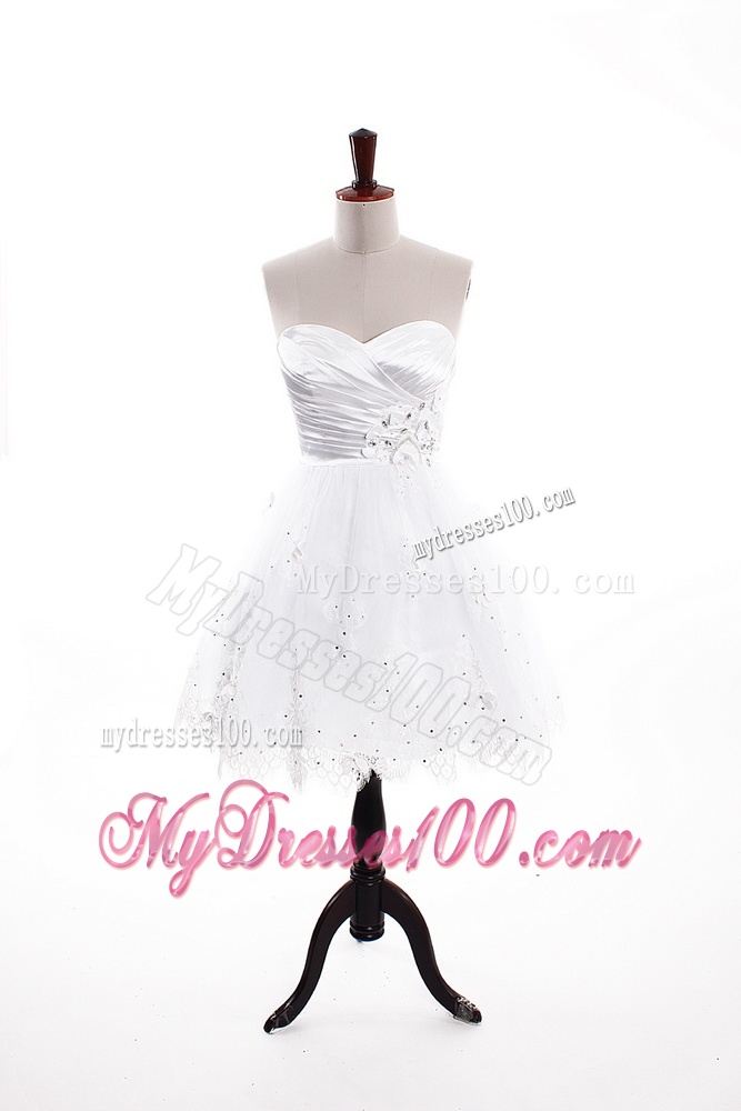 2016 Romantic A Line Sweetheart Short Wedding Dresses with Appliques