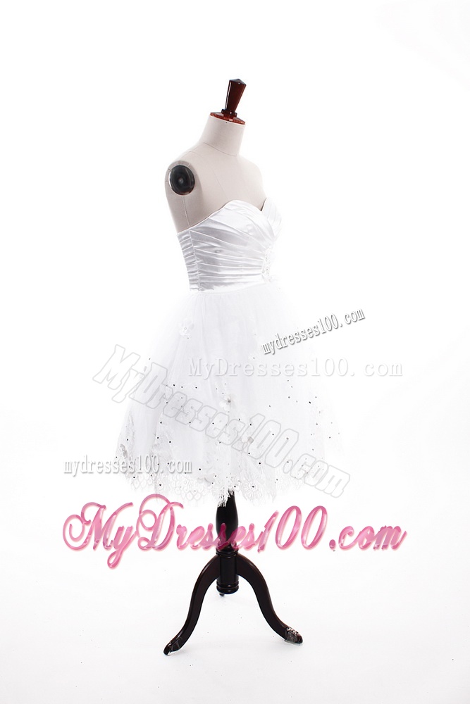 2016 Romantic A Line Sweetheart Short Wedding Dresses with Appliques
