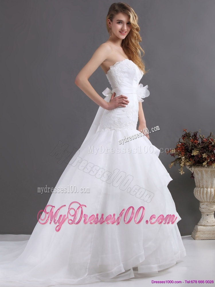 2016 Sophisticated Sweetheart Wedding Dress with Brush Train