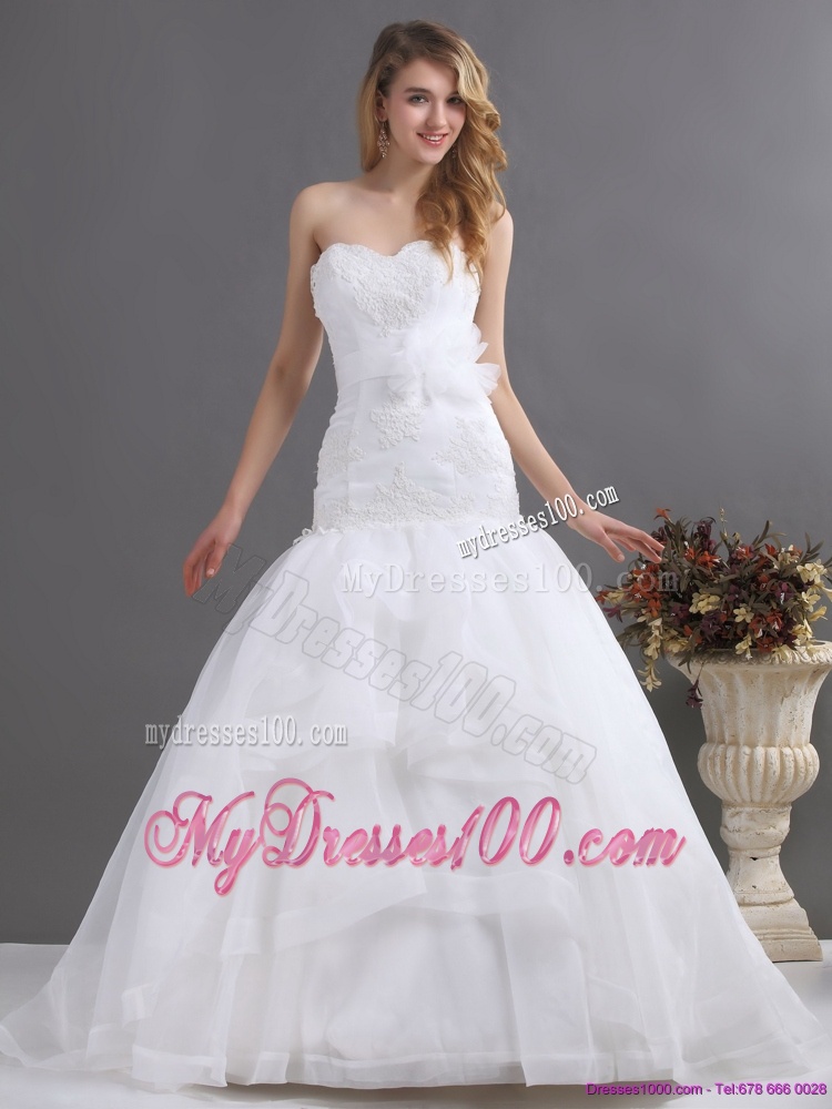 2016 Sophisticated Sweetheart Wedding Dress with Brush Train