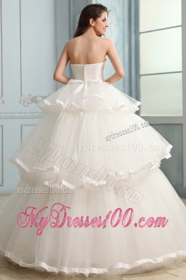 Ball Gown Sweetheart Beading and Ruffles Layered Wedding Dress