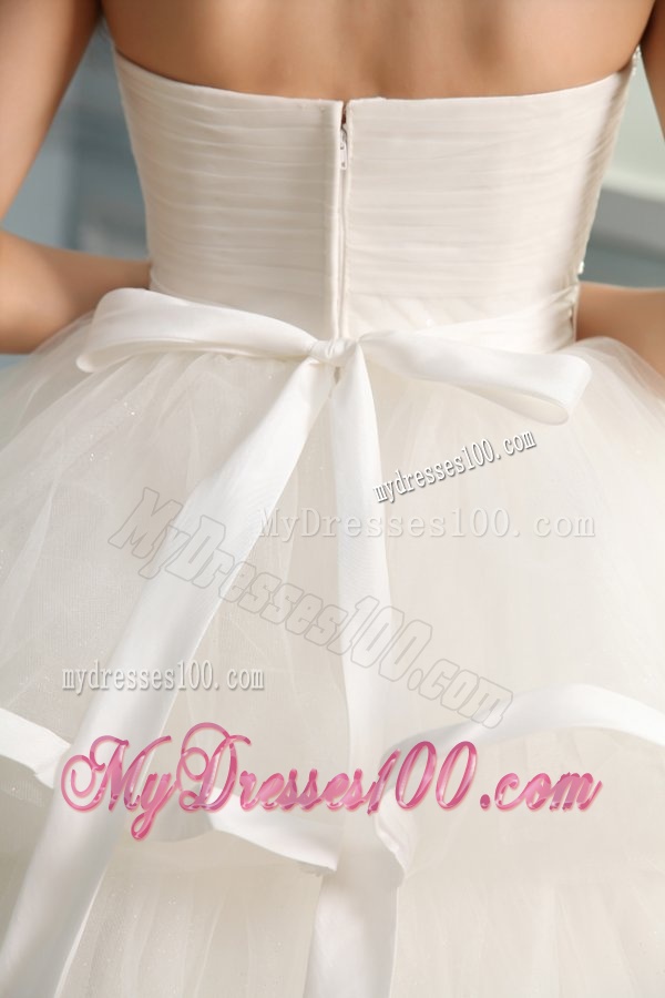 Ball Gown Sweetheart Beading and Ruffles Layered Wedding Dress