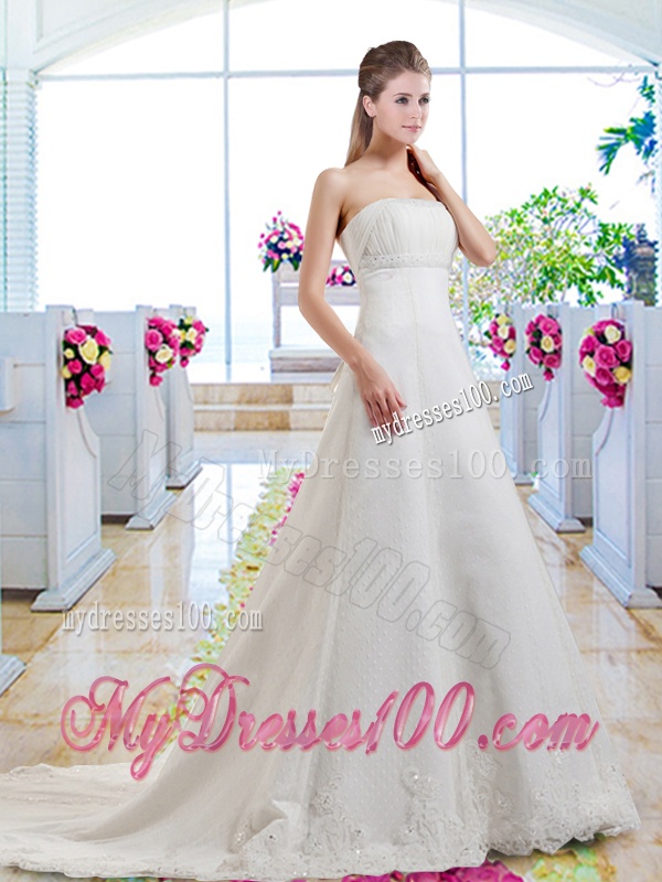 Beautiful A Line Strapless Bridal Dresses with Appliques