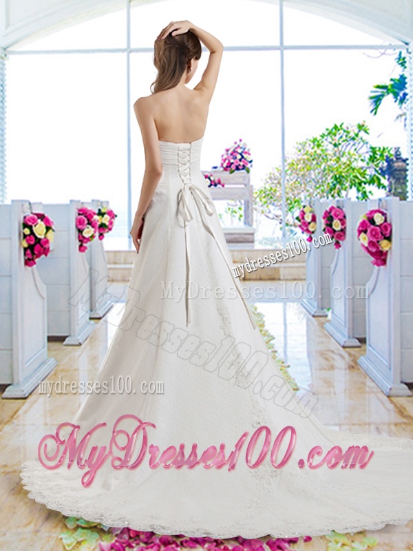 Beautiful A Line Strapless Bridal Dresses with Appliques