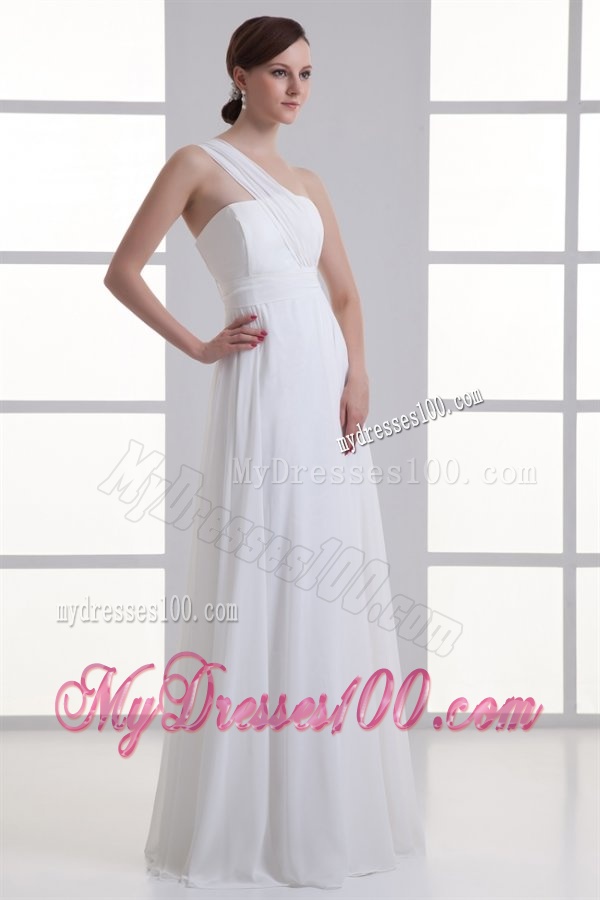 Empire One Shoulder Ruching Floor-length Chiffon Wedding Dress