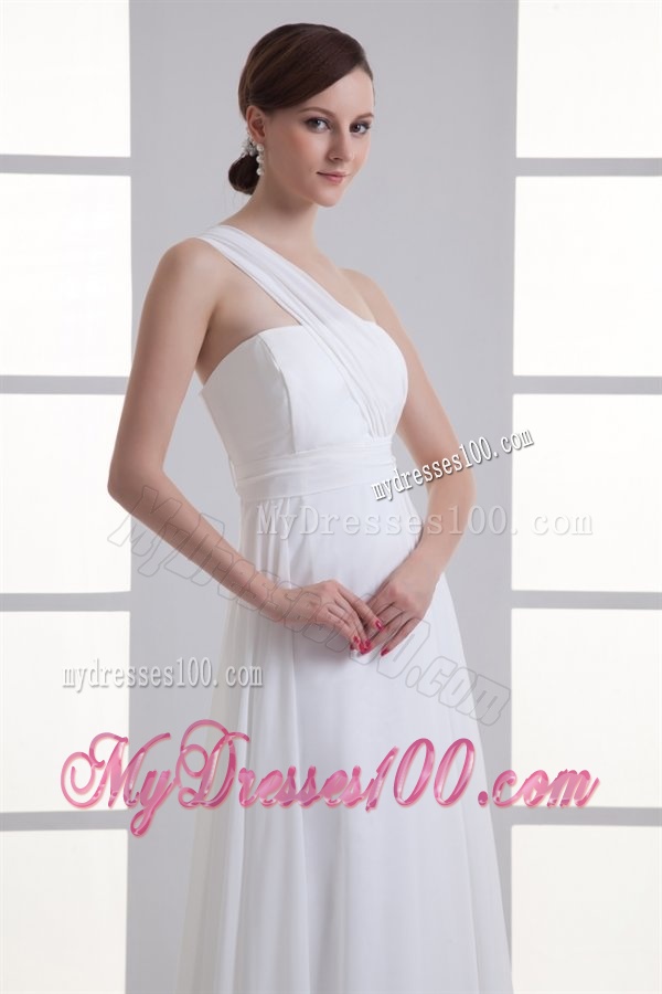 Empire One Shoulder Ruching Floor-length Chiffon Wedding Dress