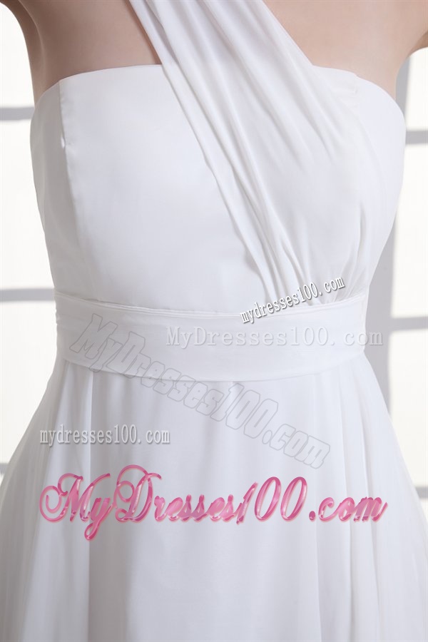 Empire One Shoulder Ruching Floor-length Chiffon Wedding Dress
