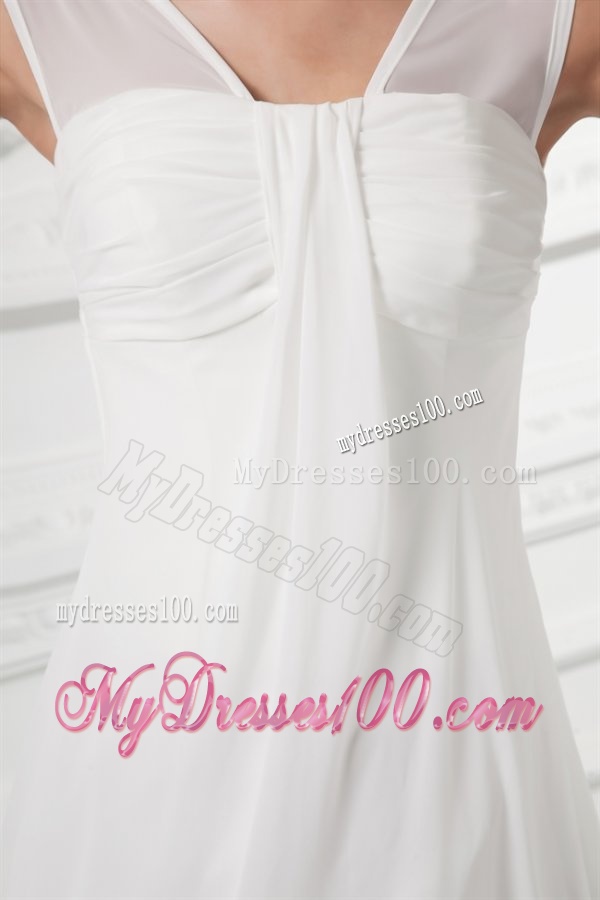 Empire Square Ruching Floor-length Chiffon Wedding Dress