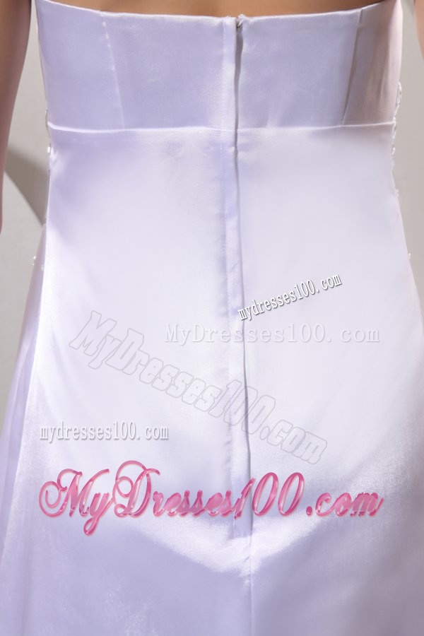 Empire Strapless Beaded Decorate Wedding Dress with Sweep Train
