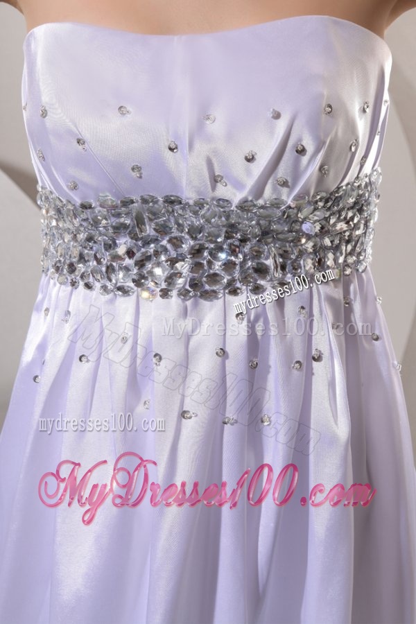 Empire Strapless Beaded Decorate Wedding Dress with Sweep Train