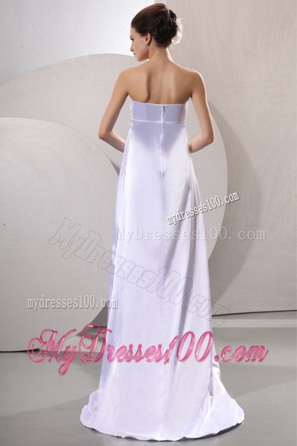 Empire Strapless Beaded Decorate Wedding Dress with Sweep Train