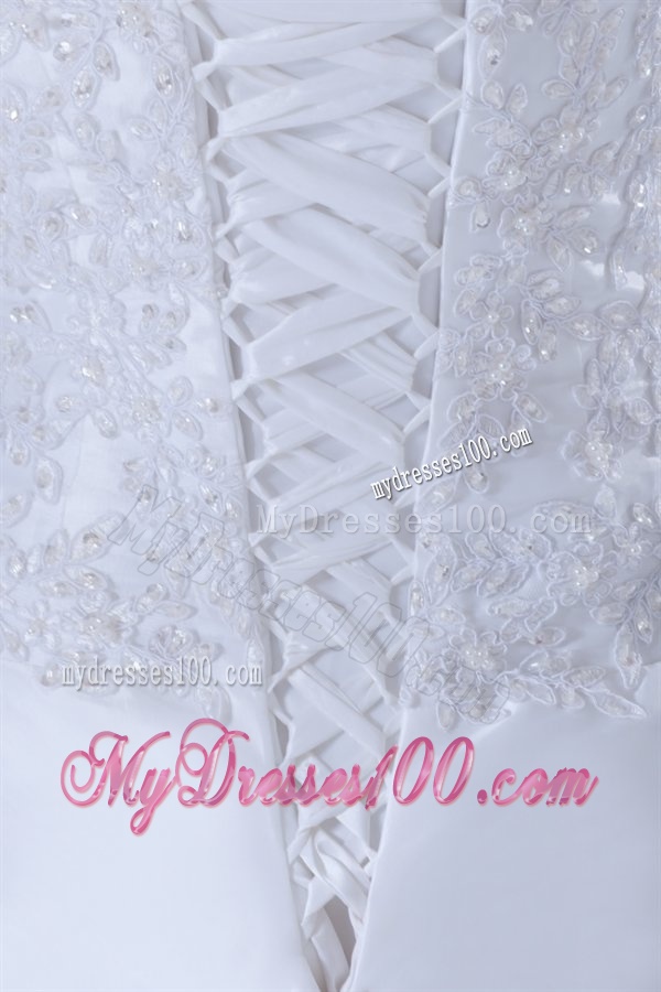Exquisite Ball Gown One Shoulder Court Train Lace Taffeta Wedding Dress