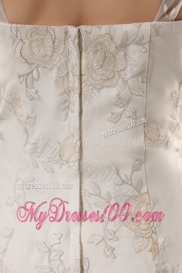 Exquisite Wide Straps Mermaid Lace Court Train Wedding Dress