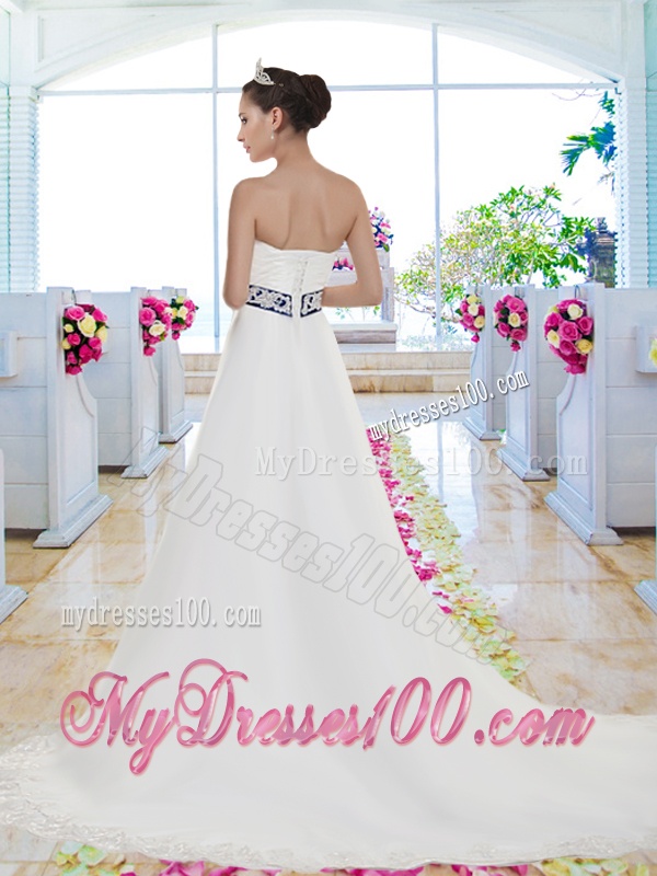 Fabulous Laced and Belt Wedding Gowns with Strapless