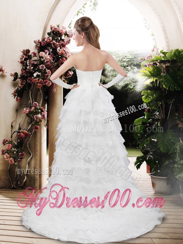 Fashionable 2016 Strapless High Low Appliques Wedding Dresses