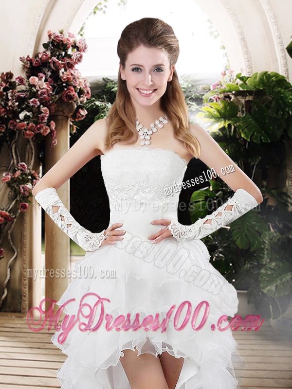 Fashionable 2016 Strapless High Low Appliques Wedding Dresses