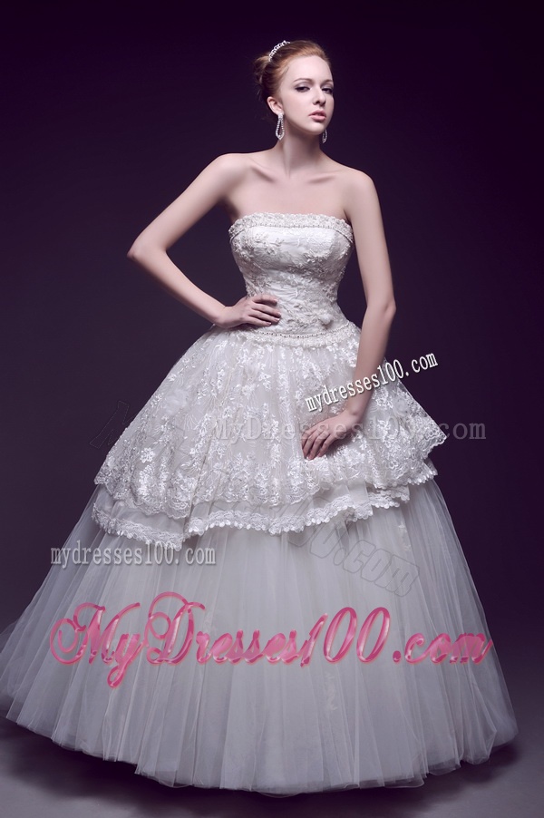 Luxurious Appliques Ball Gown Wedding Dresses with Brush Train