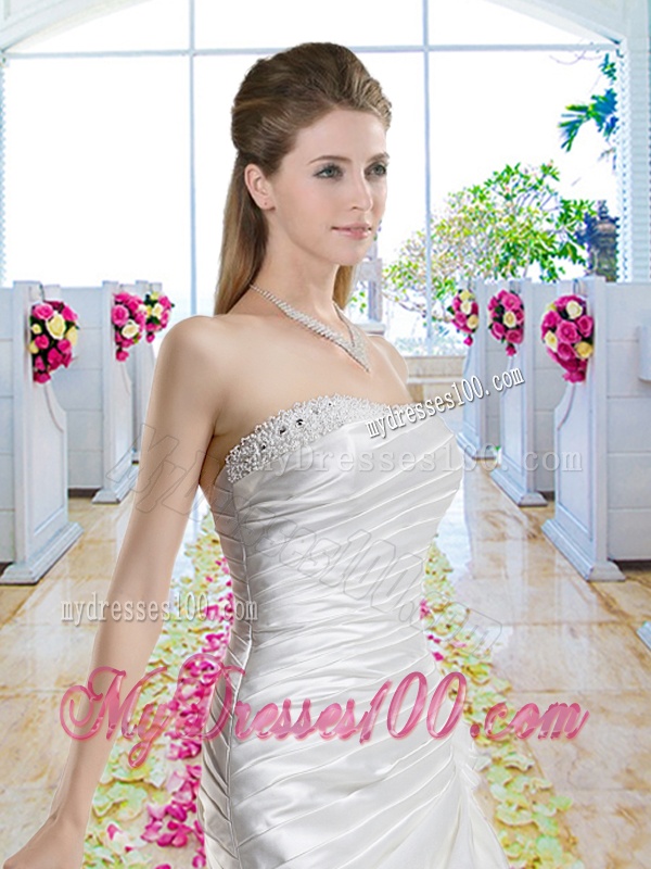 Romantic Mermaid One Shoulder Bridal Gowns with Court Train