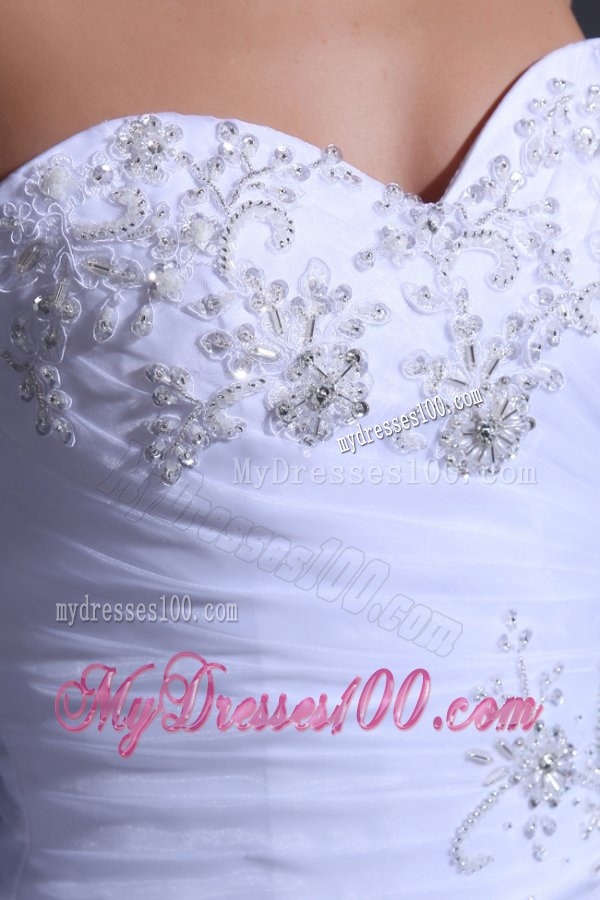 Sweetheart Ball Gown Beading and Rolling Flowers Wedding Dress