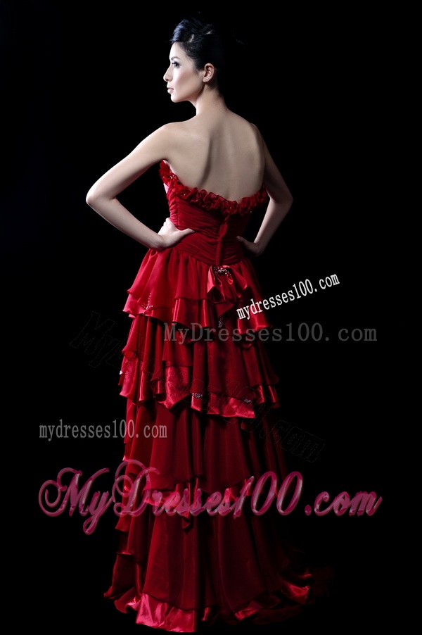 Wonderful Beading and Ruffled Layers Wine Red Wedding Dresses