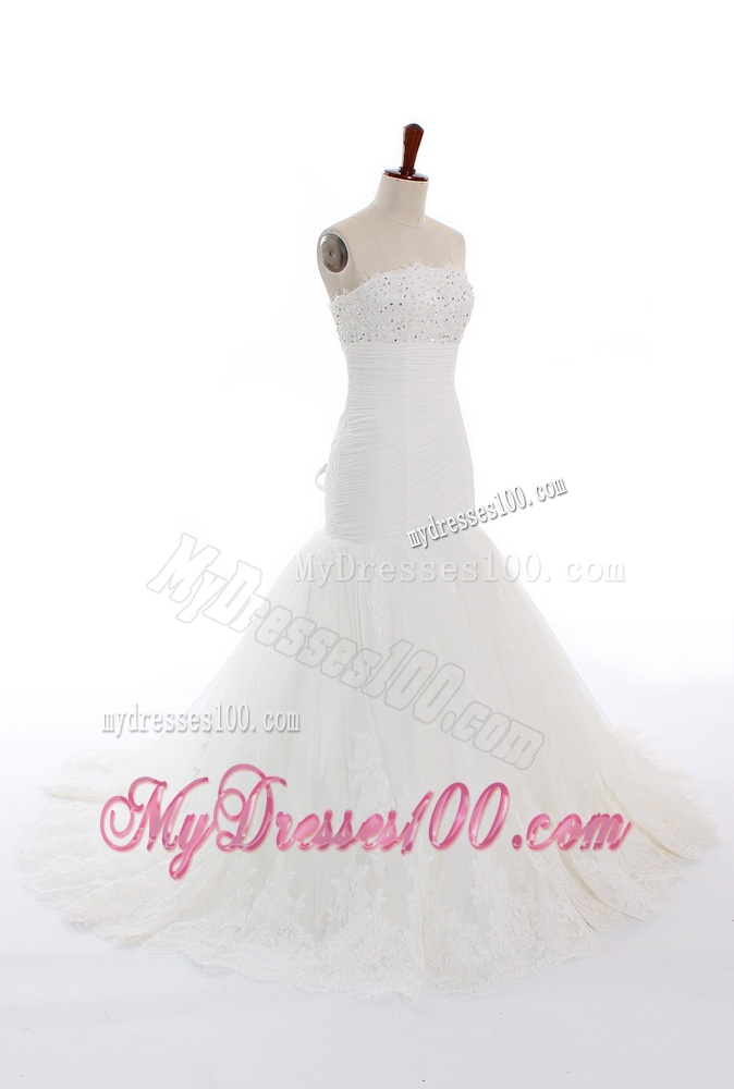 Wonderful Mermaid Court Train Beading and Lace Wedding Gowns