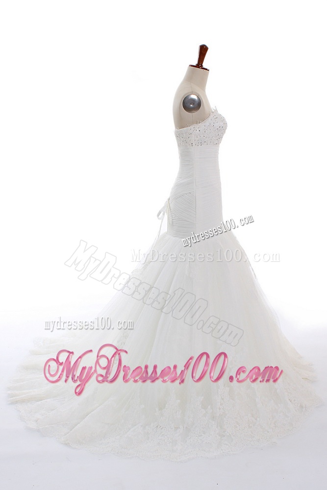 Wonderful Mermaid Court Train Beading and Lace Wedding Gowns