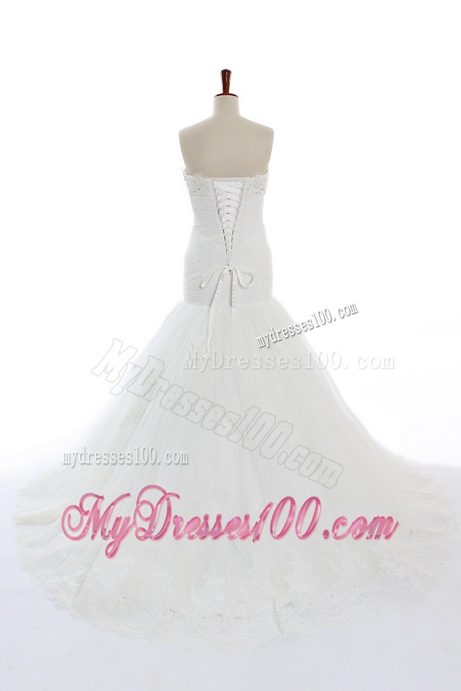 Wonderful Mermaid Court Train Beading and Lace Wedding Gowns