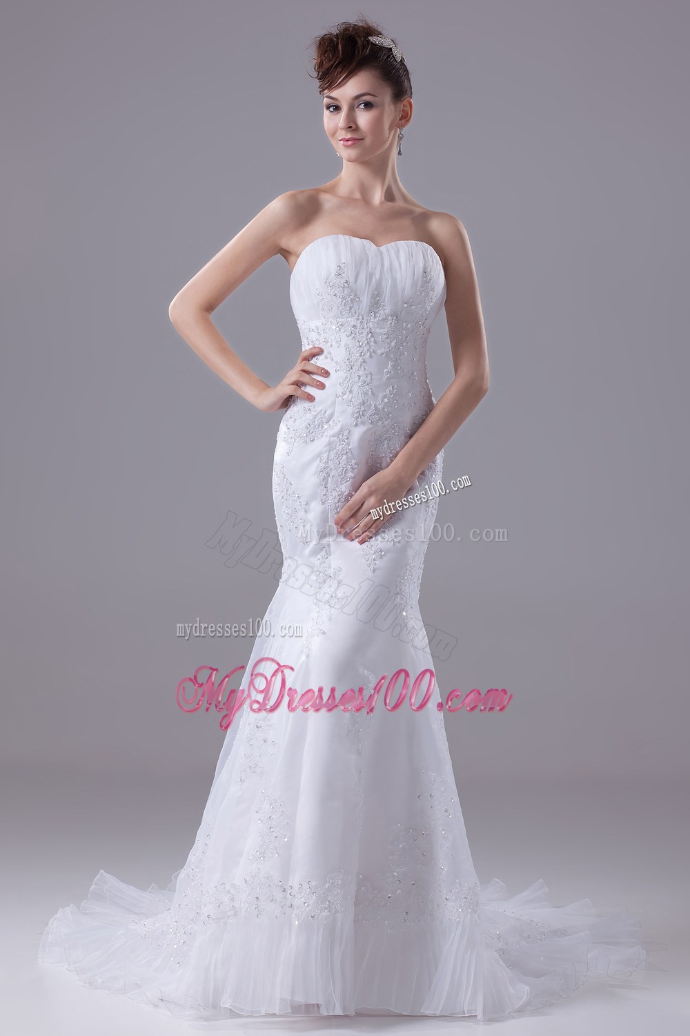 2013 Lace Appliques Mermaid / Trumpet Sweetheart Wedding Dress