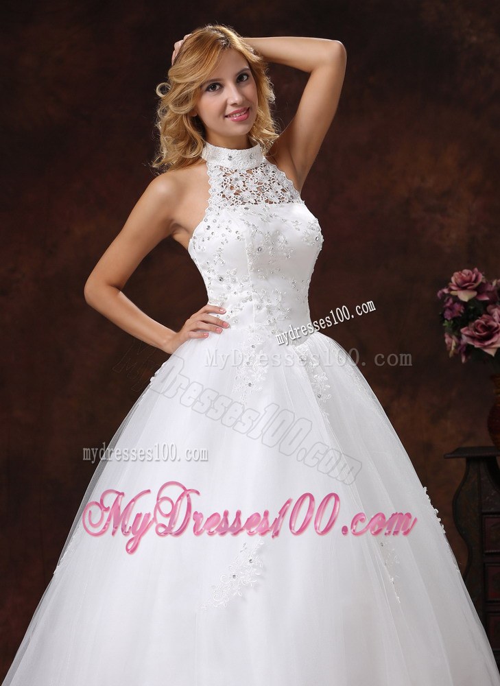 2013 Luxurious Halter Appliques with Beading For Wedding Dresses