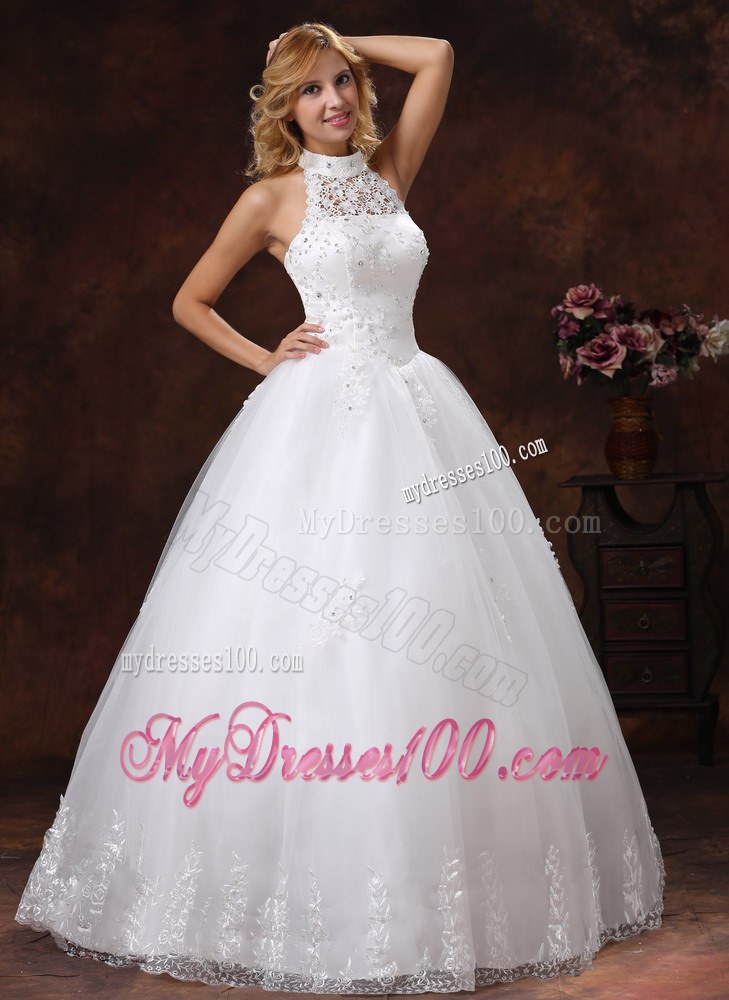2013 Luxurious Halter Appliques with Beading For Wedding Dresses