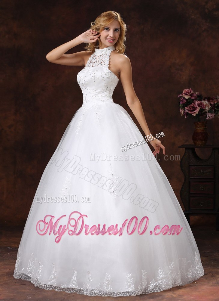 2013 Luxurious Halter Appliques with Beading For Wedding Dresses