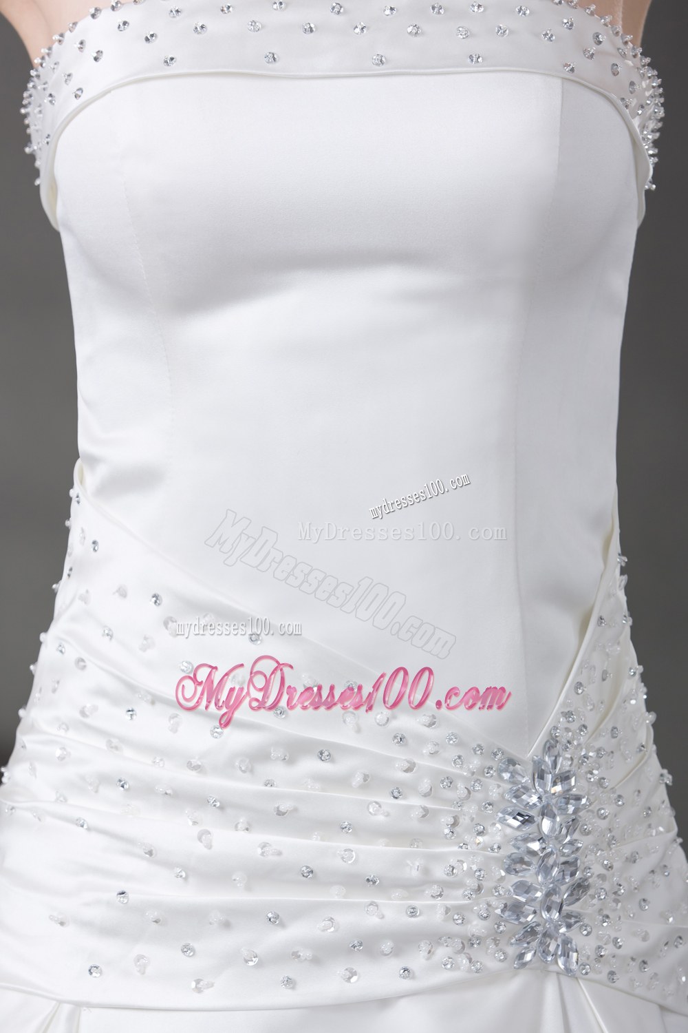 Beaded Strapless Chapel Train Elegant Wedding Dresses for 2013