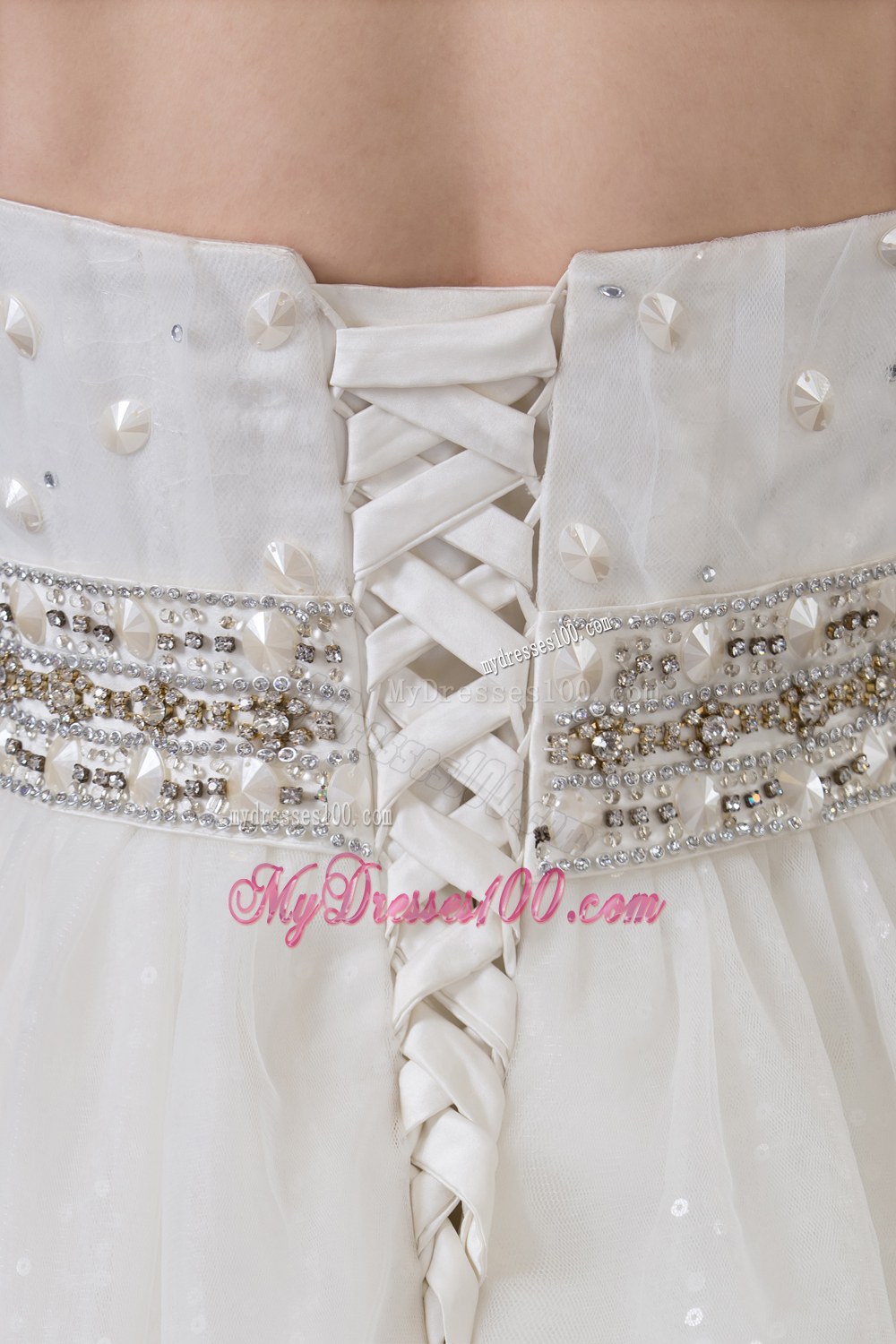 Beautiful Strapless Lace 2013 Affordable Wedding Dress with Beading