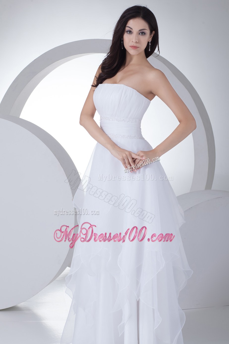 Simple Strapless Ruffles 2013 New Arrival Wedding Dresses