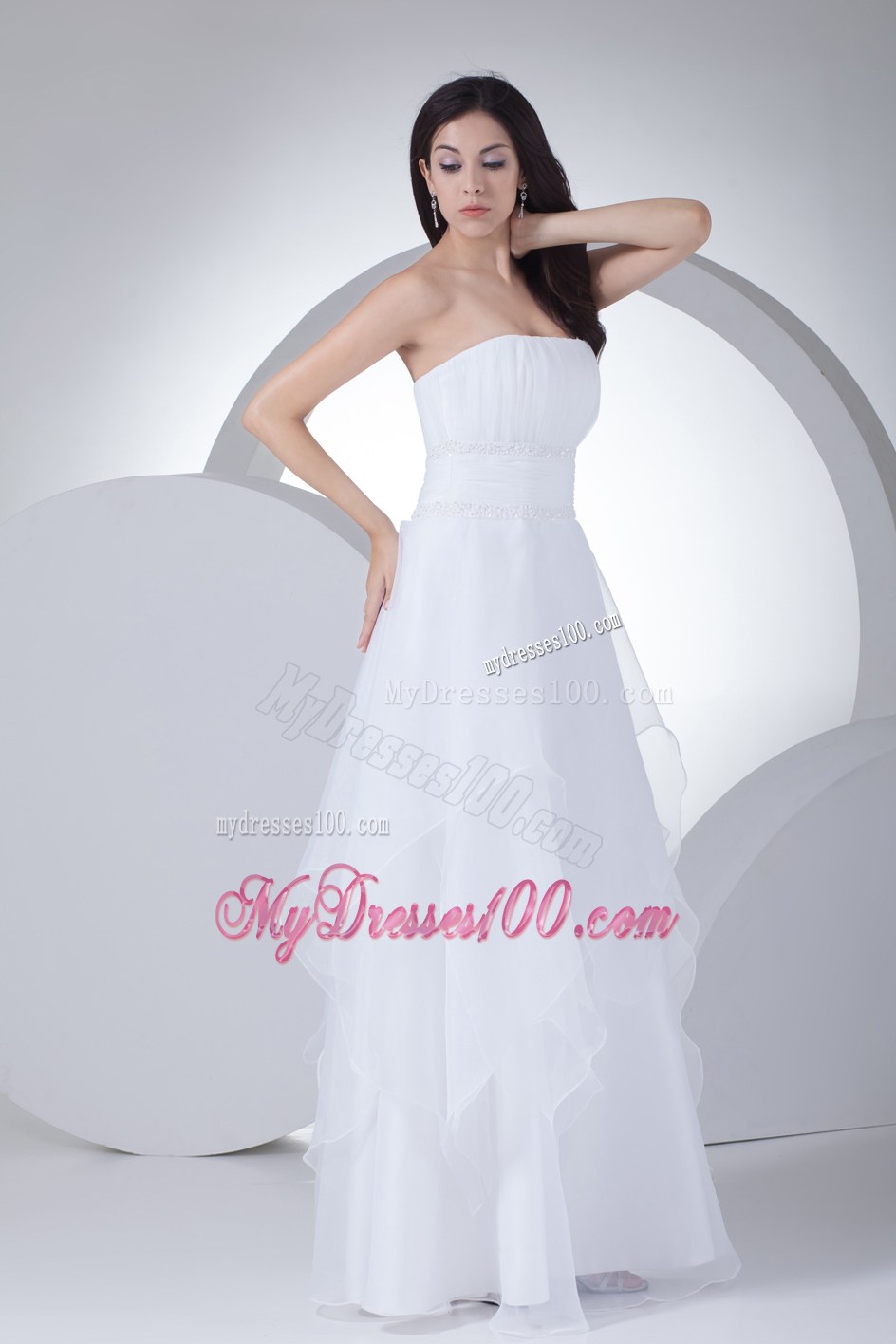Simple Strapless Ruffles 2013 New Arrival Wedding Dresses