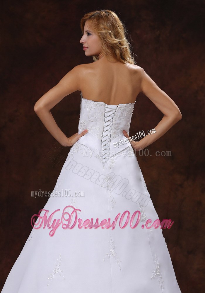 Perfect Strapless Brush Train Wedding Dress With Embroidery