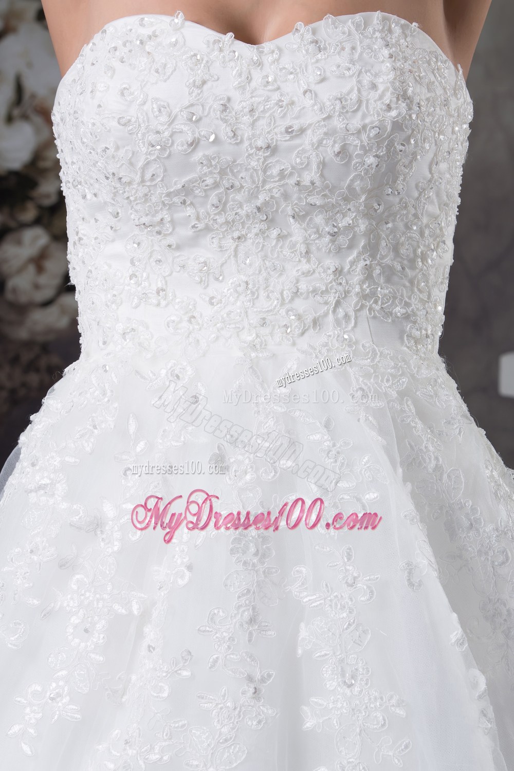 Pretty Sweetheart Appliques Court Train 2013 Wedding Dress On Sale