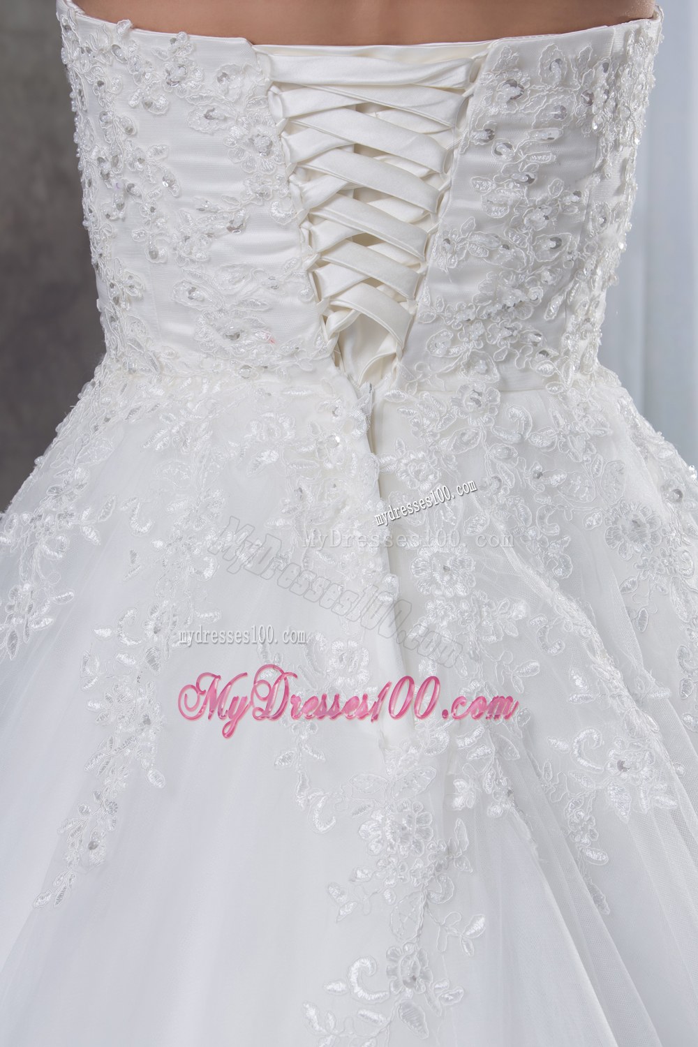 Pretty Sweetheart Appliques Court Train 2013 Wedding Dress On Sale