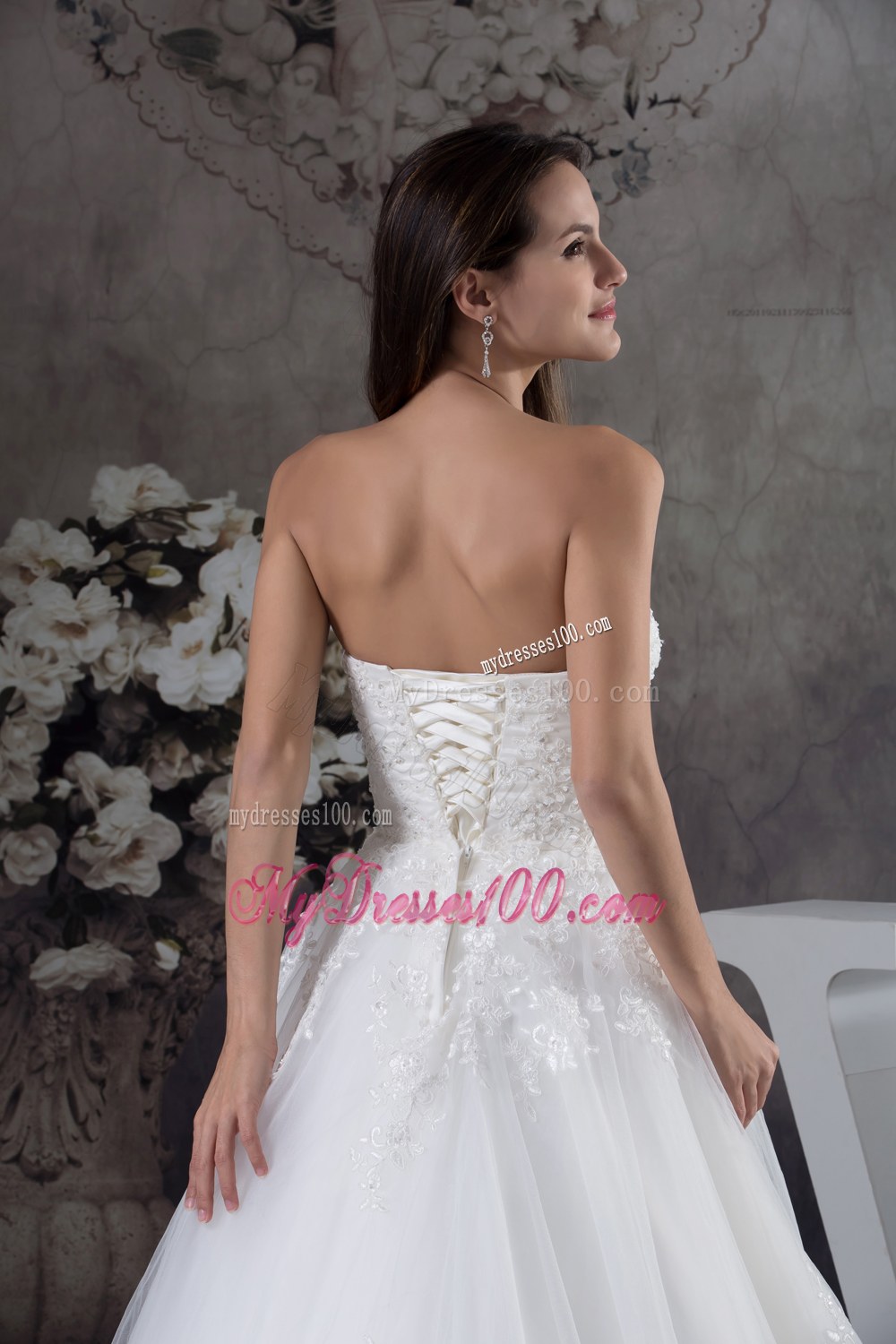 Pretty Sweetheart Appliques Court Train 2013 Wedding Dress On Sale