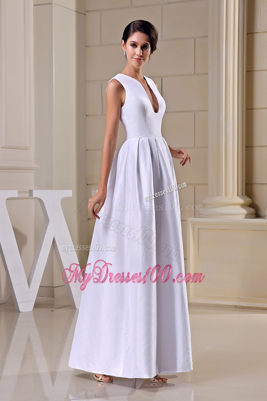 Informal V-neck Ankle-length 2013 Cheap Wedding Dresses On Sale