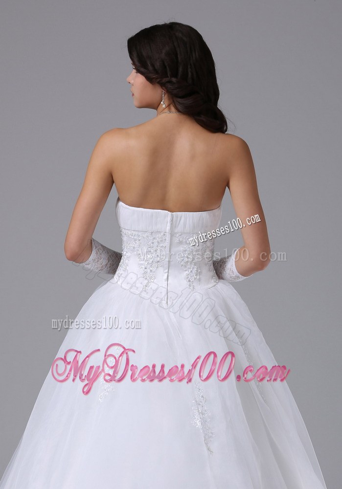 Elegant Strapless Wedding Dresses with Appliques Decorate Waist
