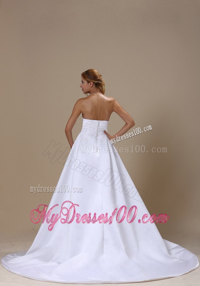 Simple Sweetheart Brush Train Plus Size Wedding Dress for Cheap