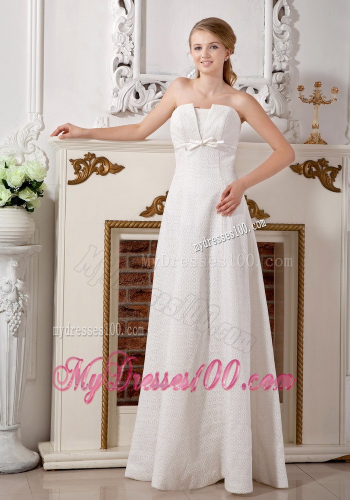 Affordable Empire Strapless Floor-length Simple Wedding Dress with Sash