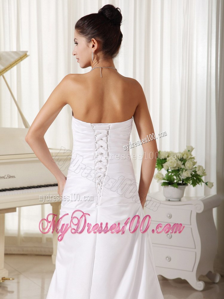 Appliques Strapless Custom Made Column Bridal Gowns for Cheap