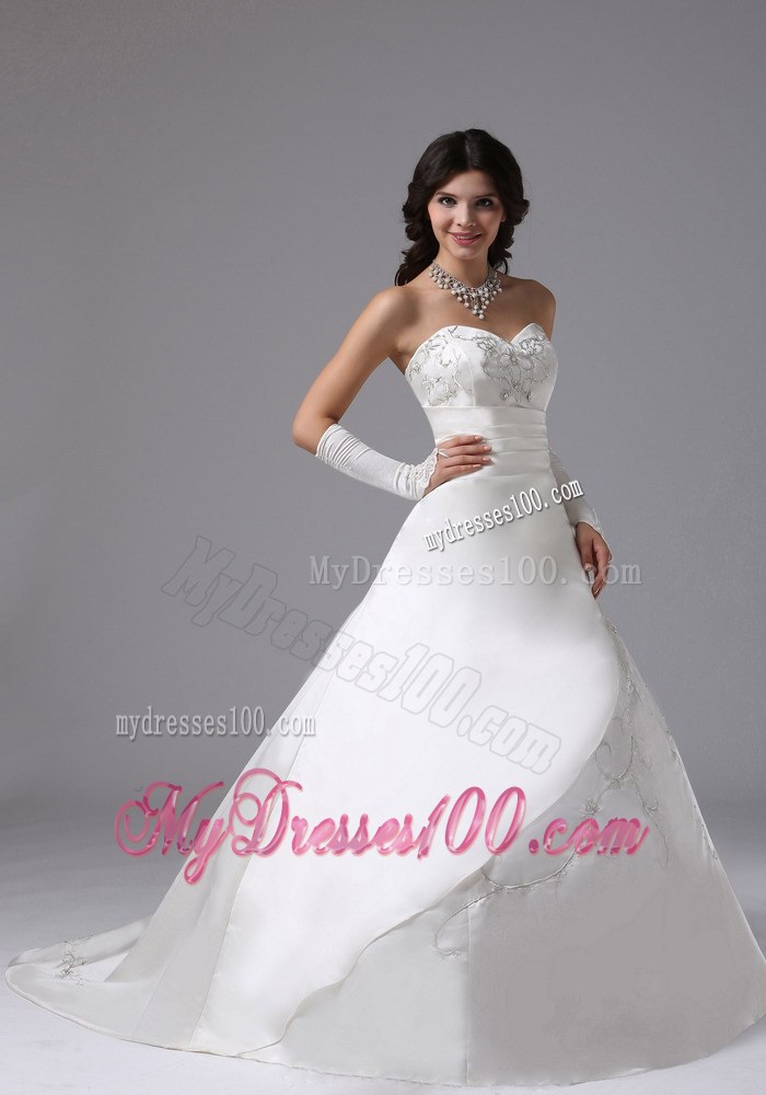 Ball Gown Sweetheart 2013 Modest Wedding Dress with Embroidery